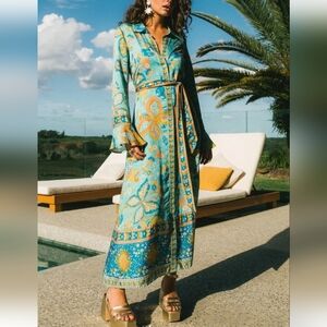 Nine Lives Bazaar Pearl Midi Dress In Aquamarine